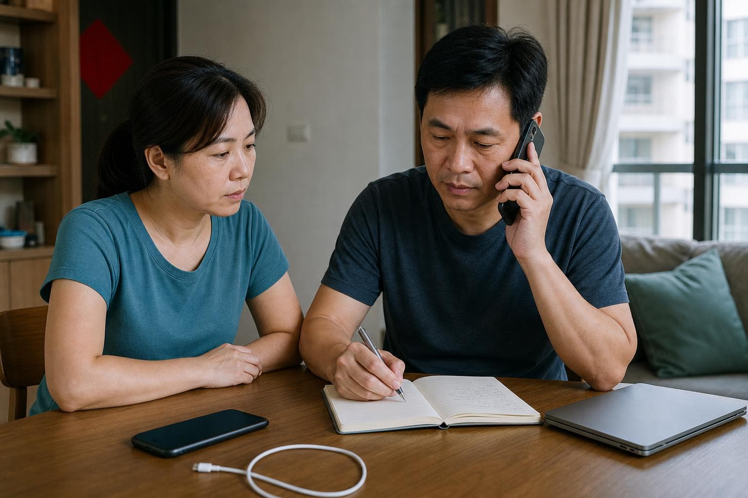 台灣成人停止使用疑似受控手機,由家人以另一支可信任手機聯絡銀行並記錄事件時間線